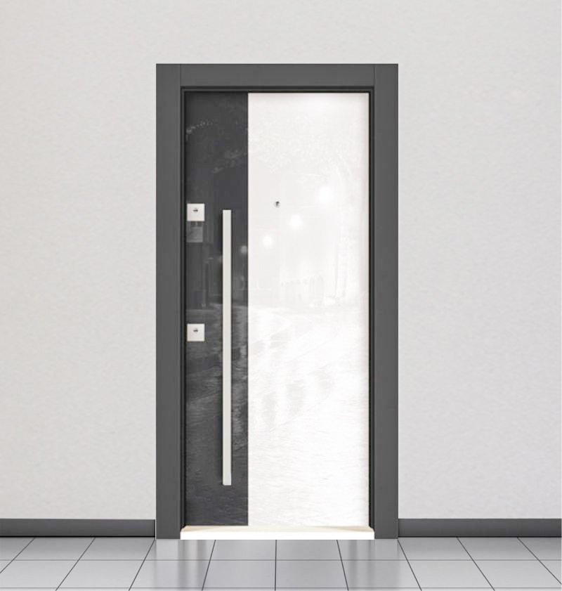 White Glass / Anthracite Steel Door RAW8003