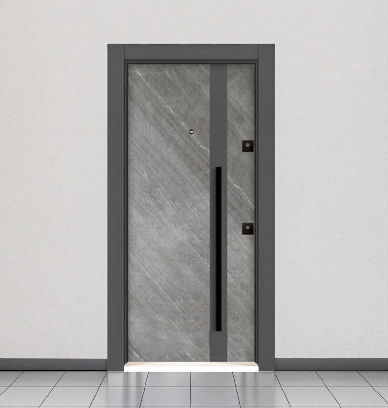 Natural Stone / Anthracite Steel Door RAW7001