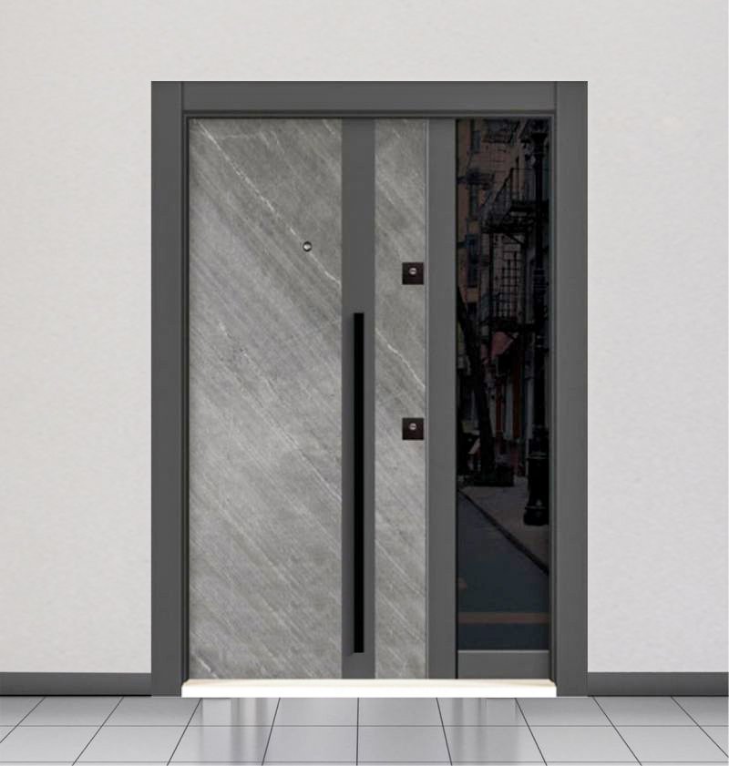 Natural Stone / Anthracite Steel Door RAW9001