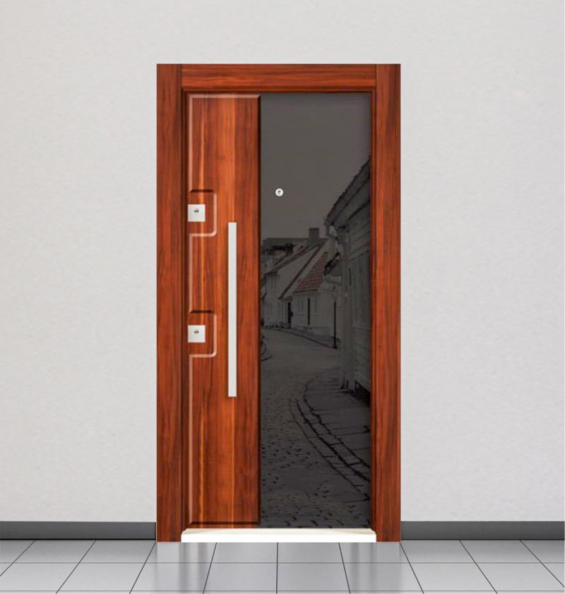 Black Glass / Apple Steel Door RAW8002