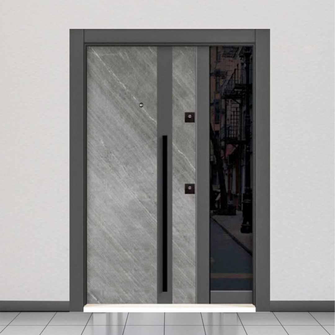 Natural Stone / Anthracite Steel Door RAW9001