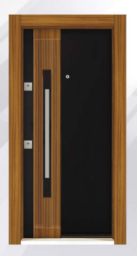 DecoDoor Lüks Seri 5003 Çelik Kapı H.G Siyah-Amerikan Ceviz