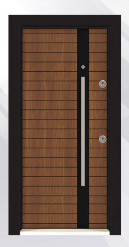 DecoDoor Doğal Taş Kompakt Seri 7004 Çelik Kapı Marine Ahşap-Siyah